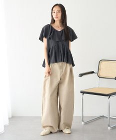 earth music&ecology ラッフルカラーペプラムカットブラウス