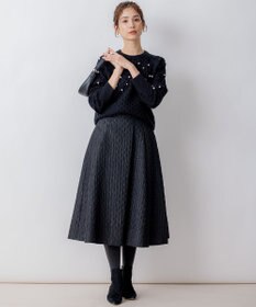組曲 【WEB限定】パール釦ケーブル ニット