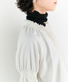 #Newans 【洗濯機可/しわになりにくい】シャーリングネック ボリュームスリーブブラウス