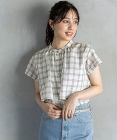 ANY SIS L 【洗える】バンドカラーレイヤード ブラウス