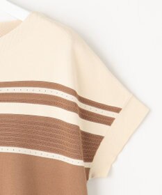 自由区 【洗える】クレープストレッチブロッキングボーダー ニット