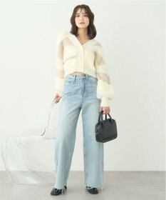 earth music&ecology フェザーミックスインターシャカーディガン