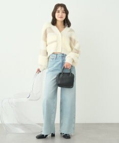 earth music&ecology フェザーミックスインターシャカーディガン