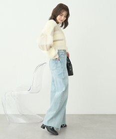 earth music&ecology フェザーミックスインターシャカーディガン