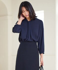 23区 L 【洗える】バックサテンアムンゼン ボウタイ付き ブラウス