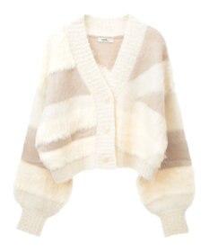 earth music&ecology フェザーミックスインターシャカーディガン