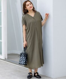 23区 L 【Lサイズ限定/接触冷感/速乾性/洗える】エアリーブライトローン Vネックワンピース