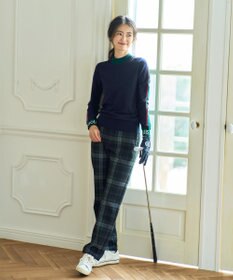 23区GOLF 【WOMEN】レーヨンストレッチカラーブロックニット