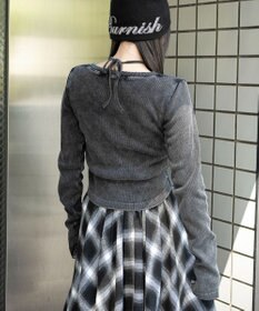 WEGO ヴィンテージウォッシュネックリボントップス