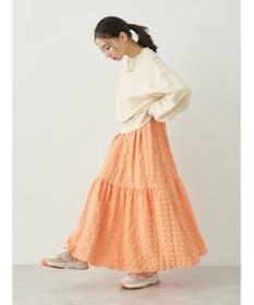 earth music&ecology クルーネック袖シャーリングスウェット