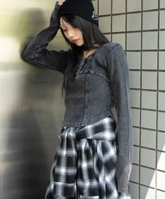 WEGO ヴィンテージウォッシュネックリボントップス