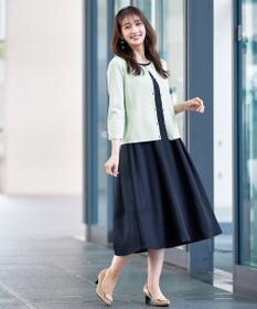 Tiaclasse L 【洗える】ミラノリブ編みが大人上品なリボンニットカーディガン