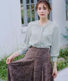 Tiaclasse 【洗える】Vネックレースブラウス