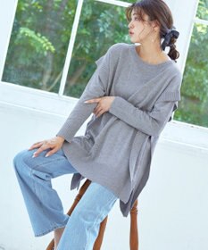 Tiaclasse 【洗える】重ね着風大人ニットチュニック