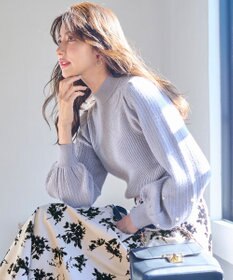 ANY SIS 【Oggi1月号掲載】モックネック袖パール調 ニット