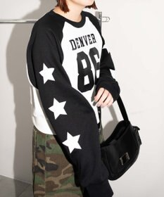 WEGO スターナンバリングラグランスウェット