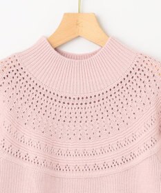 組曲 【WEB限定カラーあり】透かし編みバルキーハイネックニット