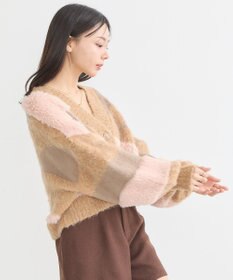 earth music&ecology フェザーミックスインターシャカーディガン