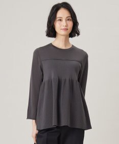 自由区 L 【洗える】ドライコットンハイゲージペプラム ニット