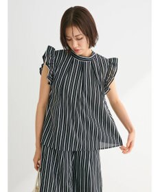 Green Parks ・ＥＬＥＮＣＡＲＥ　ＤＵＥ　ストライプフリルブラウス