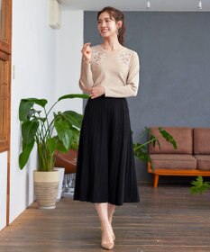 Tiaclasse アラン柄ニットフレアスカート