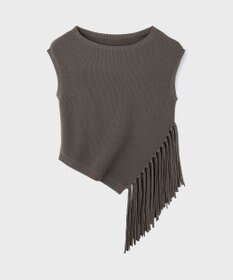 GRACE CONTINENTAL フリンジイレヘムニットトップ