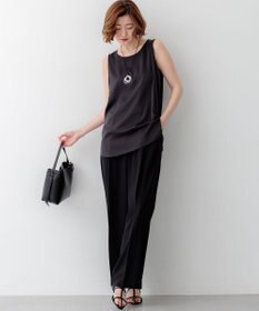 23区 【接触冷感/UVカット/吸水速乾】ストレッチジョーゼット ワイド パンツ