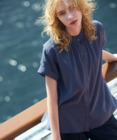 組曲 バウンディングシャーティング バンドカラーフリル ブラウス