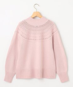 組曲 【WEB限定カラーあり】透かし編みバルキーハイネックニット