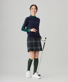 23区GOLF 【WOMEN】レーヨンストレッチカラーブロックニット