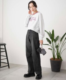 WEGO Vネックラインリブショートスウェット