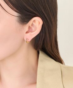 Phoebe 【金属アレルギー対応】メタル×ビジュー2ラインピアス　ゴールド/サージカルステンレス