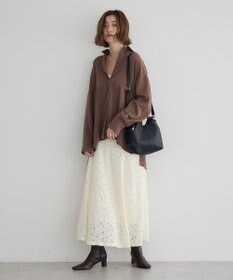 YECCA VECCA フラワー起毛レースマーメイドスカート