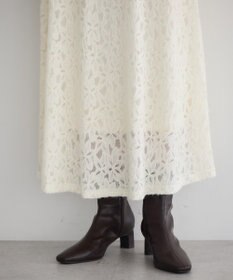 YECCA VECCA フラワー起毛レースマーメイドスカート
