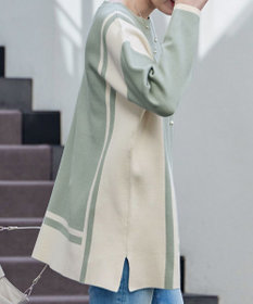 Tiaclasse 【新色追加・洗える】配色ニットチュニック