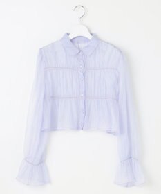 Feroux 【洗える】シャーリングシアー シャツ