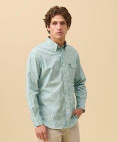 J.PRESS MEN ブロードマルチストライプ シャツ / B.D. グリーン系1