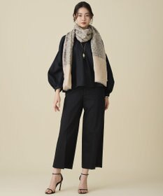 自由区 L コットンサテンクロップド丈ワイドストレート パンツ