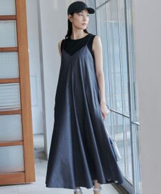 ICB 【洗える】PlaXコットンソフトデニム キャミソールワンピース