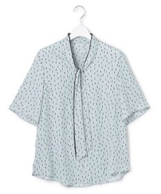 ICB 【先行予約】BackSatinAmunzen 5分袖配色ボウタイブラウス