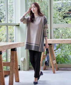 Tiaclasse 【新色追加・洗える】配色ニットチュニック