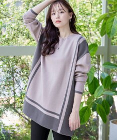 Tiaclasse 【新色追加・洗える】配色ニットチュニック