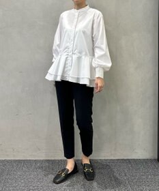 #Newans 【シワになりにくい/洗濯機可能】ダブルフリルヘムシャツ