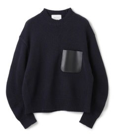 BEIGE， 【洗える】LEADER / フェイクレザーポケットクルーネックトップス