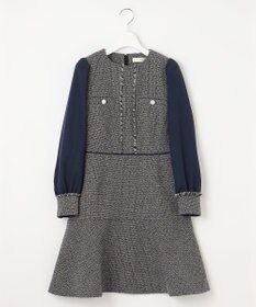 Feroux 【洗える】ツイードコンビミディ ワンピース