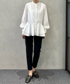 #Newans 【シワになりにくい/洗濯機可能】ダブルフリルヘムシャツ