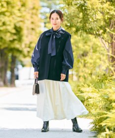 #Newans 【洗濯機可】ステッチデザインリボンタイブラウス