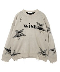 WEGO 【ユニセックス着用ITEM】ダメージジャガードニットプルオーバー