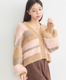 earth music&ecology フェザーミックスインターシャカーディガン