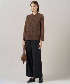 ICB 【30th ANNIVERSARY】 モノグラムプリントシフォン バンドカラーブラウス